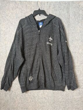 NFL Reebok New Orleans Saints Men's 2XL Gray Full-Zip Hoodie Sweater